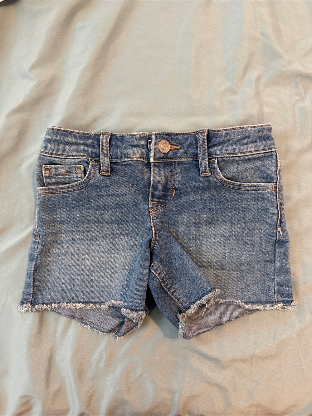 GAP Girls Denim Shorts - Light Blue Frayed Hem